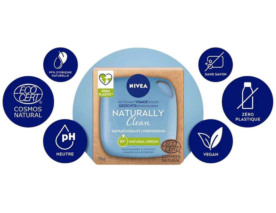 Nivea Naturally Clean – Nettoyant doux et apaisant (pain solide)