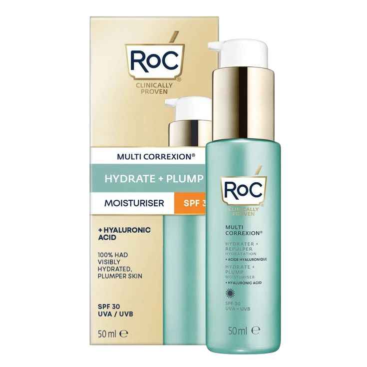 RoC Multi Correxion Hydrate + Repulper SPF 30 – Crème Hydratante Anti-Rides à l’Acide Hyaluronique