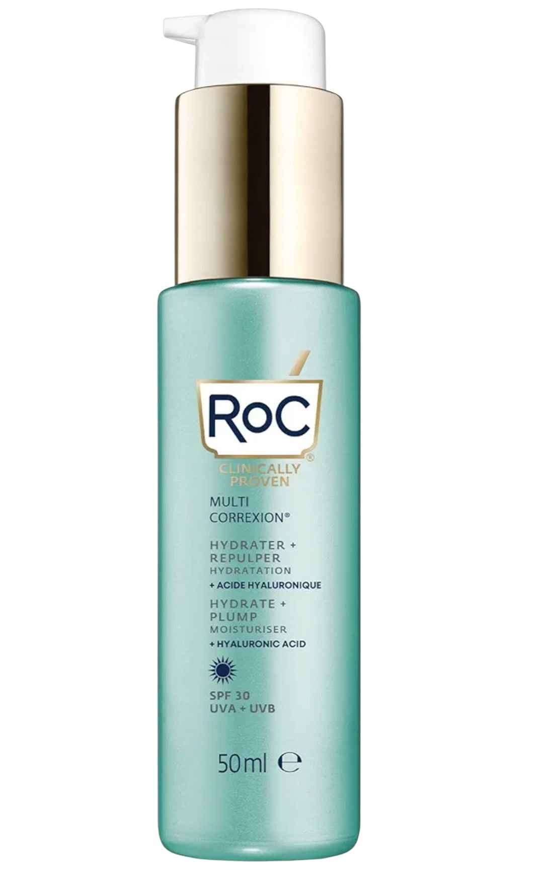 RoC Multi Correxion Hydrate + Repulper SPF 30 – Crème Hydratante Anti-Rides à l’Acide Hyaluronique