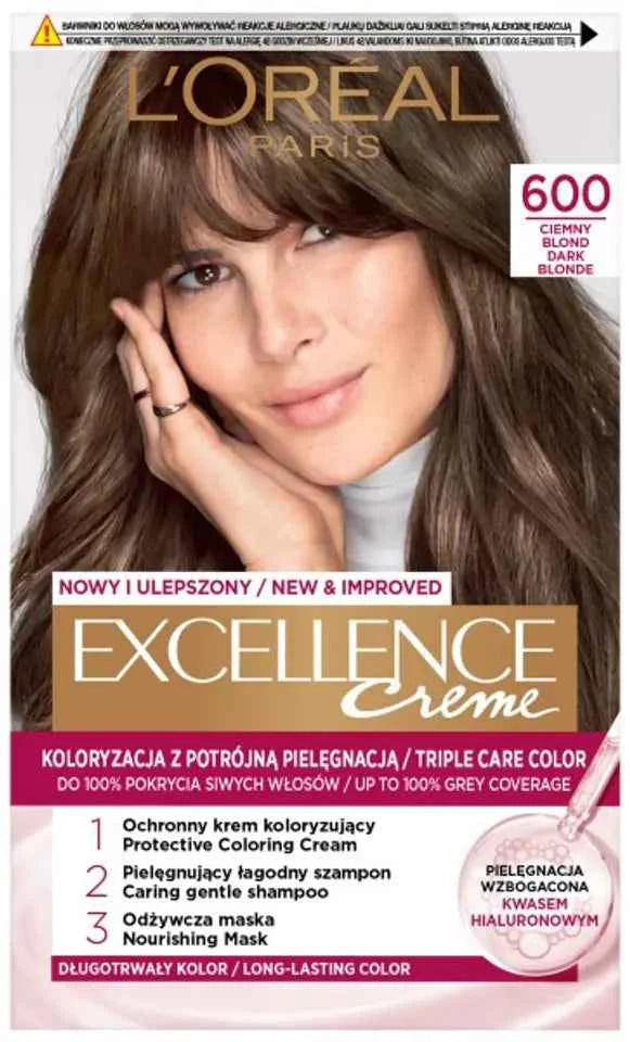L’Oréal Paris Excellence Crème 600 Blond Foncé | Coloration Permanente Triple Soin à l’Acide Hyaluronique